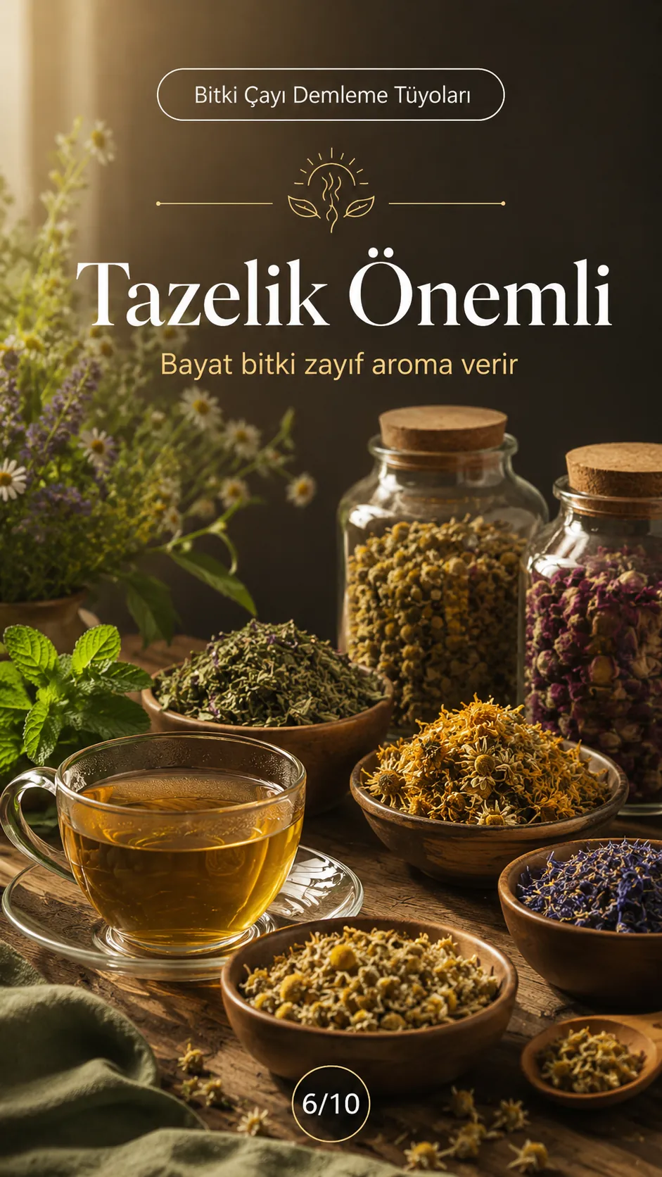 Taze bitkilerle aroması güçlü bitki çayı hazırlama Taze bitkilerle aroması güçlü bitki çayı hazırlama