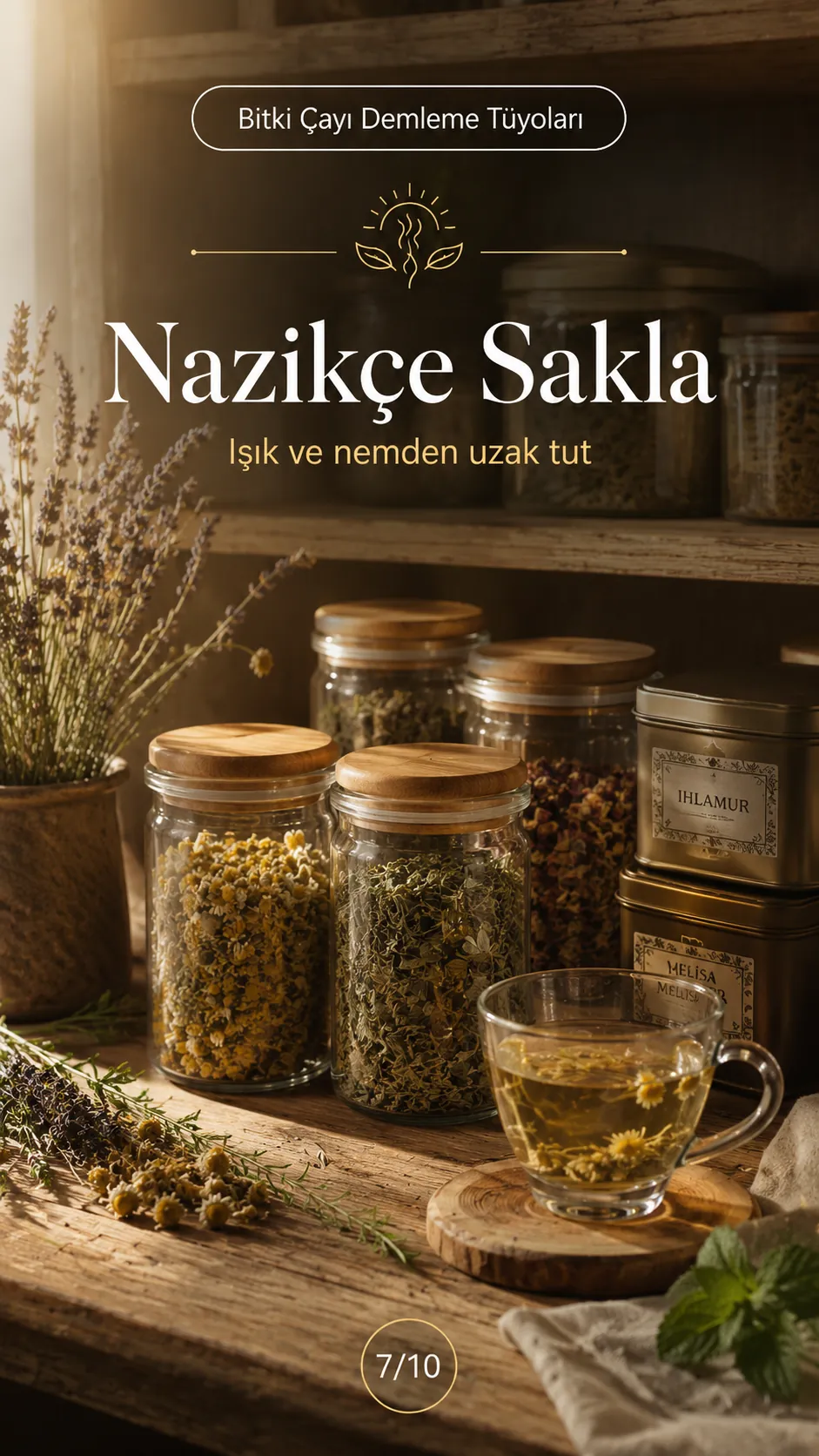 Bitki çaylarını ışık ve nemden uzak saklama Bitki çaylarını ışık ve nemden uzak saklama