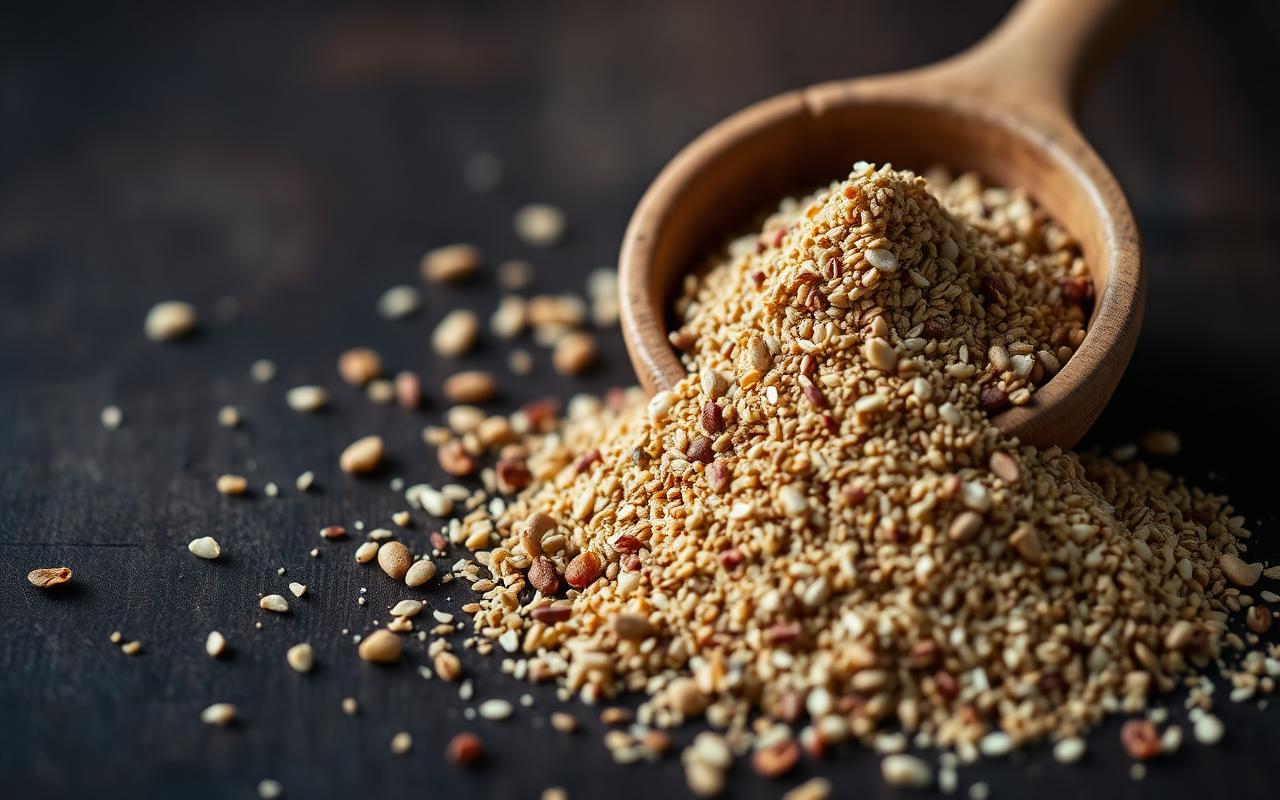 Dukkah — Mısır kökenli, fındık, susam ve kimyondan oluşan çıtır ve fındıksı aromalı kaba çekilmiş baharat karışımı